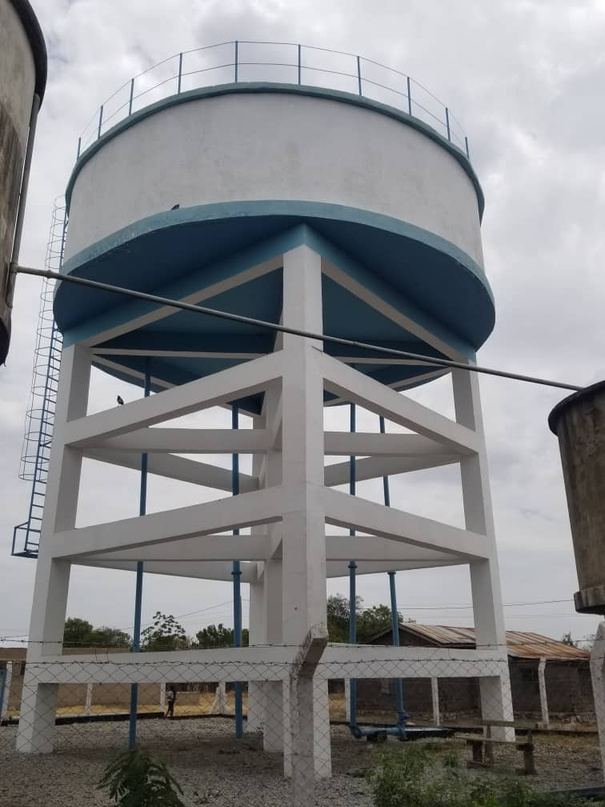 Elevated water storage tank · RUWASA rural water supply works